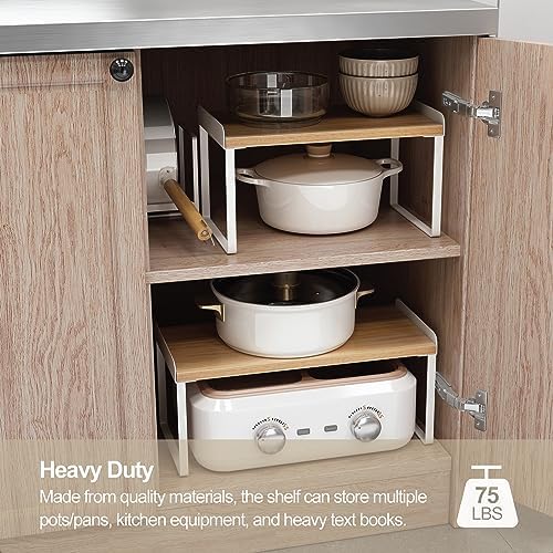 Mitus Stacking Wood Shelf Organizer, Counter Cabinet Storage Rack, 12 inch - Image 6