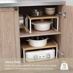 Mitus Stacking Wood Shelf Organizer, Counter Cabinet Storage Rack, 12 inch - Image 7
