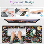 Desk Mat Pad, Gaming Mouse Pad Wrist Support Set, 4 in1 Non-Slip XXL Large Mousepad + Ergonomic Keyboard Wrist Rest+Mouse Wrist Rest+Coaster for Home Office Computer I Colorful Butterfly - Image 5