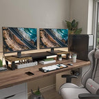 WESTREE Dual Monitor Stand Riser, Wood and Steel Multi-Purpose Desktop Storage Stand for 2 Monitors for Computer, Laptop, Printer, TV, Rustic Brown (Pack of 2) - Image 5