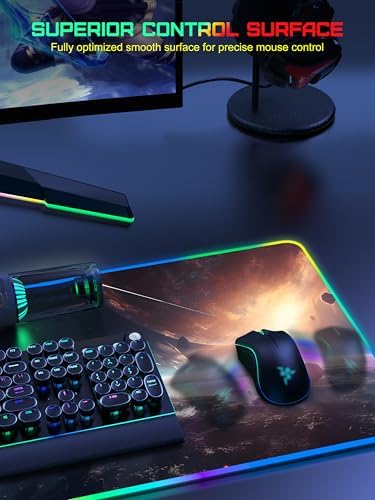 5-in-1 RGB Mouse Pad with Wireless Charging, Gaming Desk Mat, Cosmic Planet - Image 5
