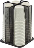 Annova Paper/Plastic Cup and Lid Holder Plastic Storage Organizer, 360°Rotating Coffee Mup Dispenser with 4 Compartments, Multifunctional Storage Rack for Home, Office, Bar, Coffee Shop (Black) by LivingNecessities