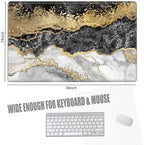 36x24 Mouse Pad Black and Gold Marble Giant Desk Mat XXXL Mousepad Extra Large Desk Pad Oversized Huge Computer Mat with Stitched Edges Non-Slip Rubber Base for Office Work Home Game - Image 2