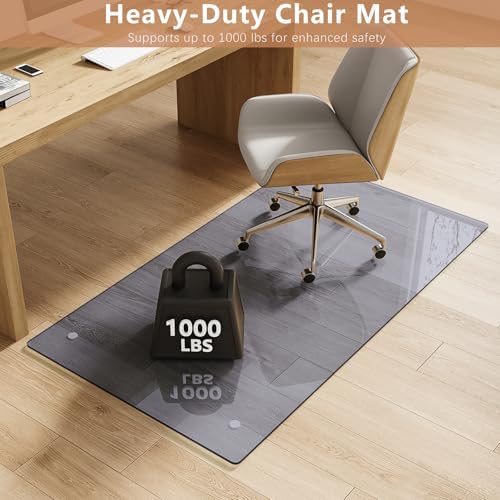 30" x 48" Gray Tempered Glass Chair Mat for Carpet & Hard Floors - Image 3