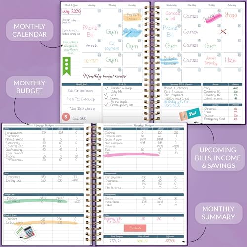 GoGirl Budget Planner & Monthly Bill Organizer with Pockets, Purple - Image 3