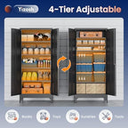 Yizosh Metal Garage Storage Cabinet with 2 Doors and 4 Adjustable Shelves - 71" Steel Lockable Filing Cabinet,Locking Tool Cabinets for Home,Office,Garage,Gym,School - Image 6