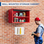 Fesbos Metal Storage Cabinet Black Red Wall Cabinets with Shelf and Locking Door - Wall Mounted Storage Cabinet for Garage Warehouse Home Office - Assembly Required - Image 6