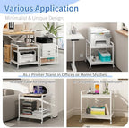 METYERRY Under Desk Printer Stand with Power Outlet, Adjustable Shelf,White - Image 5