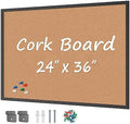 Cork Board Bulletin Board 24 x 36, Black Wood Framed 2x3 Corkboard, Office Board for Wall Cork, Large Wall Mounted Notice Pin Board with 16 Push Pins for School, Home & Office by Justdowhatyouwanttodo