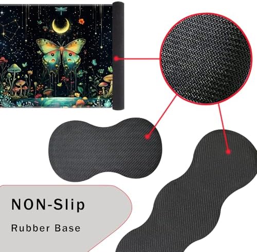 Keyboard Wrist Rest and Mouse Pad with Wrist Support Set Ergonomic Coaster,Memory Foam,Easy Typing Pain Relief,Large XL Desk Mat 31.5"x 11.8",Butterfly Moon - Image 3