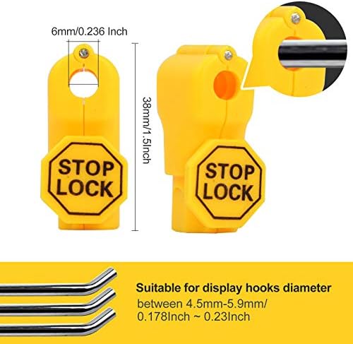 LeaGerous 200 Pcs Magnetic Peg Hook Stop Lock 6mm, Display Hook Magnet Security Locks Compatible with 4.5-5.9mm pegboard for Retail Store and Shopping Center (Yellow) - Image 3
