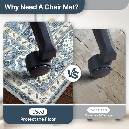 48"x72" Office Chair Mat for Hardwood Floor, Non-Slip Washable Navy - Image 5