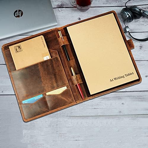 Full Grain Leather Legal Pad Portfolio Organizer for Work, Brown - Image 3