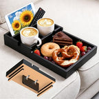Bamboo Sofa Tray Insert with 2 Cup Holders for Sectionals by GrowBou
