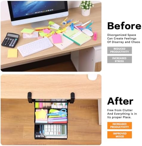 Under Desk Drawer, Clamp on Desk Organizer Slide Out Table Storage No Drill - Image 6