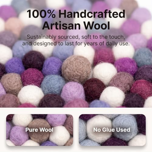 Wool Felt Ball Trivet Pot Mat, 7.8 Inch, Purple Mix, 2 Pack - Image 4