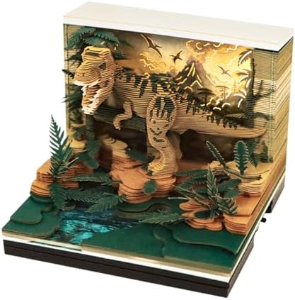 3D Art Calendar Memo Pad 2027,Desk Time Piece Calendar 3D Original Tyrannosaurus Rex Notepad Creative Rip Away Calendar Paper Carving Note by Dawnvive
