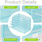 Cawukege 2 Pack 5 Tier Paper Organizer, Letter Tray with Handle, Mesh Desk Organizer, Metal File Organizer, Office Desk Accessories for Home, Office, Classroom, School -Blue - Image 4