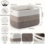 4 Pack Large Storage Baskets for Organizing, 16''Lx12''Wx8''H Woven Baskets for Storage Toys, Towels, Books, and Clothes, Cotton Rope Basket for Shelves with Handle - Image 2