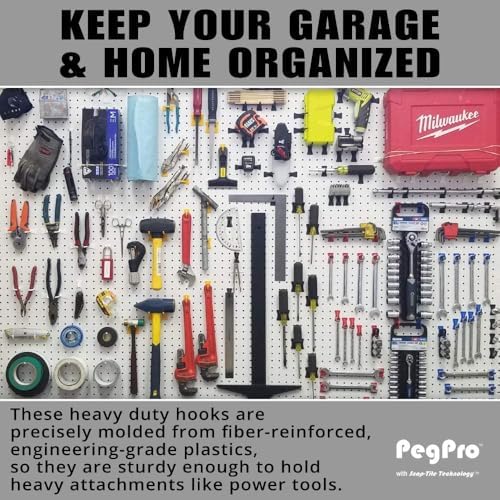 PegPro® J Hooks Kit for Standard “Wood Fiber” pegboard – Durable Plastic Pegboard Hooks - for Garage, Kitchen, Craft Room, and More (J Hook - 24 Pack, Red) - Image 2