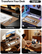 YSAGi Leather Desk Pad Protector, Office Desk Mat, Large Mouse Pad, Non-Slip PU Leather Desk Blotter, Laptop Desk Pad, Waterproof Desk Writing Pad for Office and Home (Khaki,55" x 17.2") - Image 3