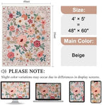 DUKINO 4x5 Area Rug for Entryway, Soft Floral Washable Rug Non Slip, Beige - Image 2