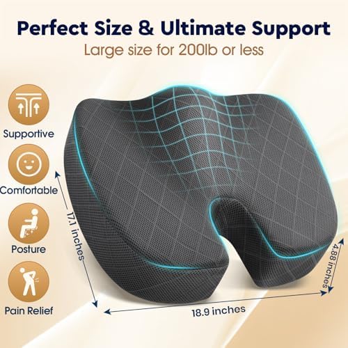 TushGuard Seat Cushion, Memory Foam Office Chair Cushion - Black, XXX-Large - Image 2