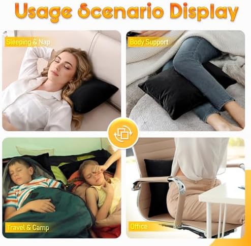 1 MIDDLE ONE 2 Pack Small Pillow, 16 X 12 Inches, Memory Foam Mini Pillow for Travel, Camping, Sleeping, Nap and Neck, Knee, Lumbar Support, Tiny Cushion for Pet, Dogs (Black) - Image 5