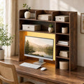 GOFLAME Desk Hutch, 8 Shelves Desktop Bookshelf, 31.5”, Rustic Brown by GOFLAME