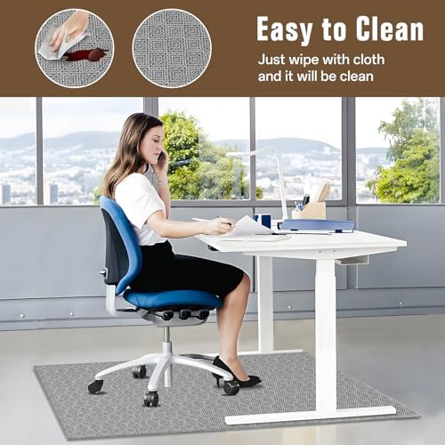 KMAT Office Chair Mat, 36x48in Heavy Duty Hardwood/Tile Floor Protector, Floor Mat Computer Desk Mat for Rolling Chairs, Work, Study, Office, Grey - Image 6