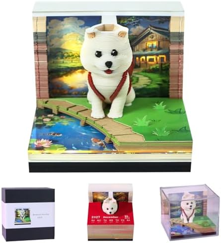 3D Calendar 2027,Creative 3D Memo Pad Time Piece Calendar 2027 Tear Away Paper Sculpture Backpacking Dogs Multi-Color DIY Art Note by Dawnvive