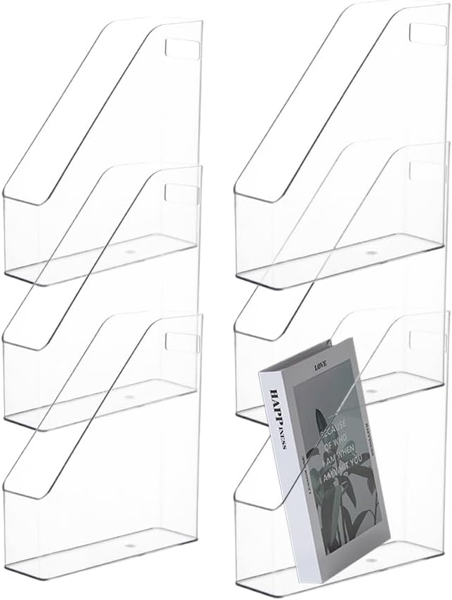 6Pcs Clear Acrylic Magazine File Holder Paper Document Organizer - Image 2