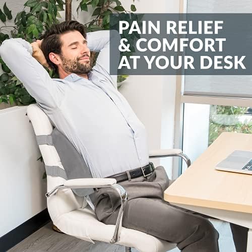 ComfiLife Lumbar Support Back Pillow Office Chair and Car Seat Cushion - Memory Foam with Adjustable Strap and Breathable 3D Mesh (Gray) - Image 3