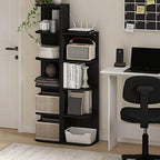 Furinno PASIR Book Shelf, 5-Tier Corner Bookshelf with Open Shelf, Standing Bookcase, 9.3 x 12 x 51.7, for Organization and Storage, for Living Room, Bedroom, Home Office, Blackwood - Image 2