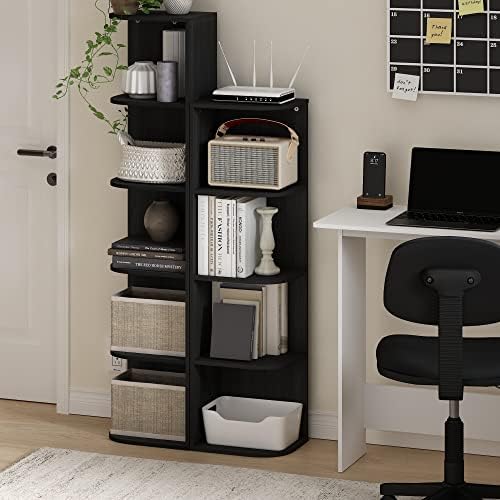 Furinno PASIR Book Shelf, 5-Tier Corner Bookshelf with Open Shelf, Standing Bookcase, 9.3 x 12 x 51.7, for Organization and Storage, for Living Room, Bedroom, Home Office, Blackwood - Image 2