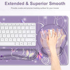 Purple Butterflies Florals Mouse Pad, XXL Large Desk Mat Extended Reading Desk pad, 4PCS Non-Slip Rubber Base Computer Big Mousepads for Work, Game, Office, Home Decor Girls Woemn Gifts Accessories - Image 4