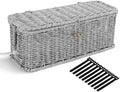 Cable Management Box, Desk Handwoven Rattan Cord Hider Cable Organizer Box With Lid Button Lock, Power Strip Cover Wicker Decorative Basket, Floor Wire Hiding Extension Cord Box (grey) by AllHercom