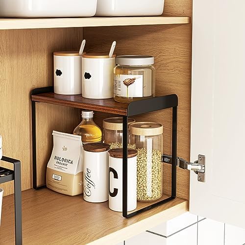 Mitus Stacking Wood Shelf Organizer, Counter Cabinet Storage Rack, 16 inch - Image 4