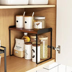 Mitus Stacking Wood Shelf Organizer, Counter Cabinet Storage Rack, 16 inch - Image 5