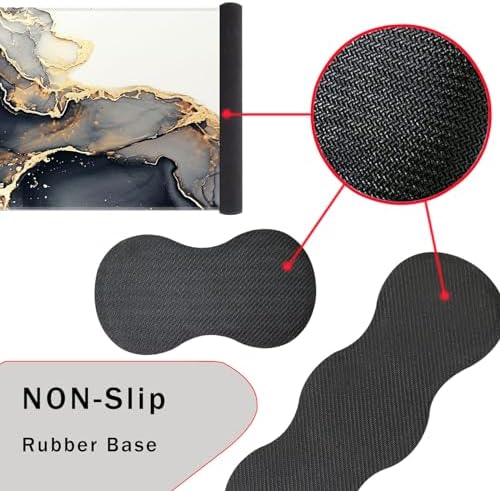 Keyboard Wrist Rest and Mouse Pad with Wrist Support Set Ergonomic Coaster,Memory Foam,Easy Typing Pain Relief,Large XL Desk Mat 31.5"x 11.8",Black Gold Marble - Image 3