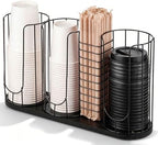 Geelin 18oz Adjustable Coffee Cup Dispenser with Wooden Base, Cup and Lid Holder, Cups Holder Organizer for Coffee Pod Straw and Lid Storage(4-compartment Single,Color 7) by Geelin