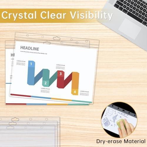 AKONEGE 12PCS Hard Sheet Protectors 8.5 x 11 Waterproof Resealable Zip Page Protectors Clear Hard Plastic Sleeves for Photos Birth Certificate, Heavy Duty Document Holder Wall Sign Holder, Horizontal - Image 6
