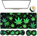 TGFEWYTJYJ Extended Gaming Mouse Pad,Memory Foam Ergonomic Keyboard Mouse Wrist Rest Support Set,Large Desk Mat with Stitched Edges,Non-Slip Base Mousepad Home Office,Marijuana Leaves by GFEWYTJYJ