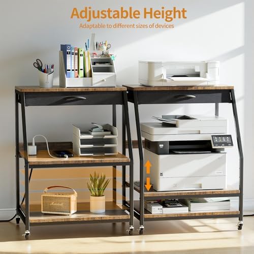 Housolution Large Printer Stand, 3 Tier 22 x 18 Inch Mobile Printer Table - Image 3