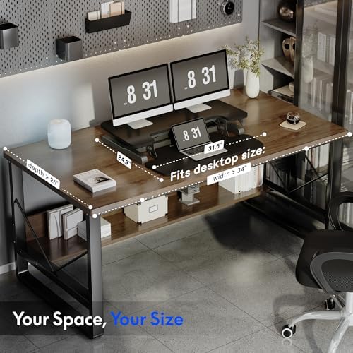 FLEXISPOT 32" Standing Desk Converter, Space-Saving Desktop Riser for Home Office, Sit Stand Computer Workstation for Laptop & Dual Monitor Setup, Black - Image 7