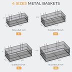 INCLY 4 Pack Upgrade Pegboard Baskets, 4 Sizes Square Metal Mesh Basket - Image 3