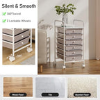 6-Tier Utility Cart with 6 Drawers, Rolling Utility Cart with 2 Lockable Caster Wheels, Multipurpose Mobile Rolling Drawer Cart for Office Bathroom Kitchen, Gray - Image 4