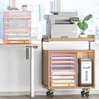 Subekyu 9 Tier Paper Letter File Tray Organizer for Desk, Pink Large Mesh Desk Folder Sorter Organizer with Handle, Include 6 Pcs Adjustable Height Slid Tray for Office Home School Supplies Storage - Image 4