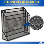 1InTheOffice 3 Tiers File Folder Organizer, Desk Sorter, Black Mesh Organizer - Image 3