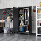61" Metal Storage Cabinet with Lock for Garage, Utility Closet - Image 2